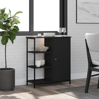 vidaXL - Dressoir - 70x30x80 - cm - bewerkt - hout - zwart
