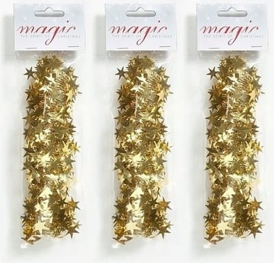 3x Kerstslingers goud 750cm - Guirlandes folie lametta - Gouden kerstboom versieringen