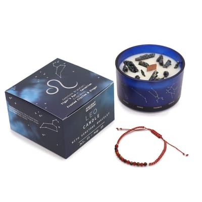 Zodiac kristallen kaars met edelsteen armband - leeuw - sterrenbeeld kaars - leo
