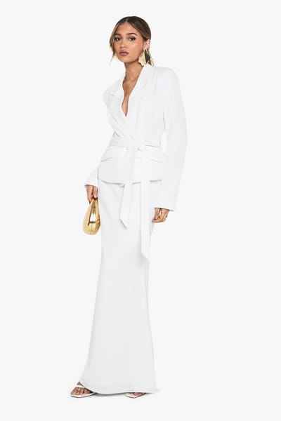 boohoo Dames Occasion Tailored Maxi Skirt | Ivoor | Maat: 36