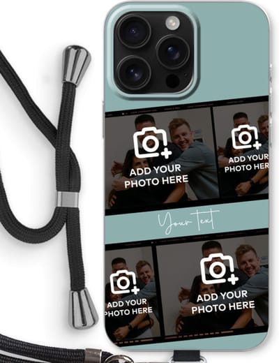 Gepersonaliseerd - Case Company® - Hoesje met koord geschikt voor iPhone 16 Pro Max hoesje met Koord - Filmrol N°2 - Telefoonhoesje met Zwart Koord - Bescherming aan alle Kanten en Over de Schermrand