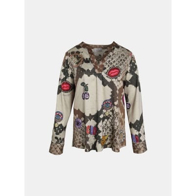 Mucho Gusto ® blouse grazie slangenprint en artistiek bedrukte patches