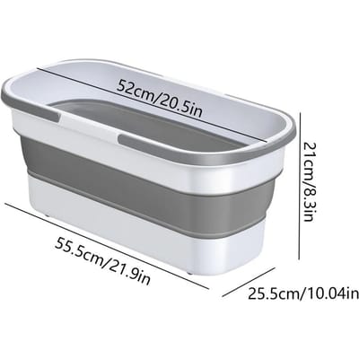 Seau à balai pliant rectangulaire en plastique de 30 L, grande capacité, pour le camping, le nettoyage ménager et la salle de bain