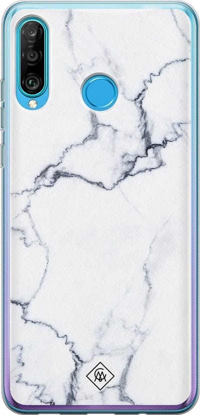 Casimoda® hoesje - Geschikt voor Huawei P30 Lite - Marmer Grijs - Siliconen/TPU - Soft Case - Grijs - Marmer