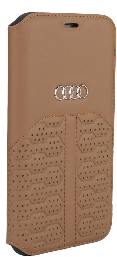 Audi hoesje - Bruin - iPhone 12 Mini - Book Case - A6 Serie - Genuine Leather
