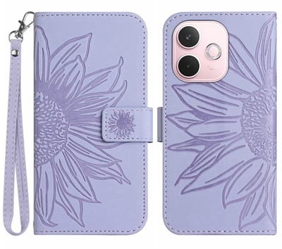Coverup Hoesje - Geschikt voor OPPO A5 Pro 5G Hoesje - Coverup Zonnebloem Book Case met Koord - Lavendel