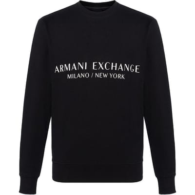 Armani Exchange FW22 Effen Kleur Letter Logo Print Losse Casual Sweatshirt Heren sweatshirt Zwart 8NZM88-ZJKRZ-1200 M black