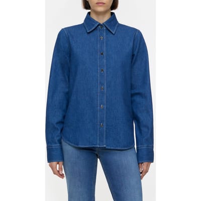 Closed Straight Fitted Shirt & Blouses Dark Blue Maat: XS | Longsleeves Outlet | Dames | Blauw