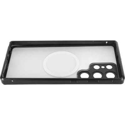 Magnetische Hoes voor S23 Ultra Metaal Transparant Acryl Schokbestendig Volledige Bescherming Telefoonhoes met Elastiek white