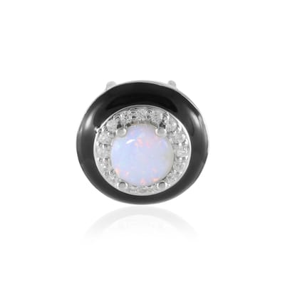 Cavill - Zilveren hanger 925 Sterling - Australische opaal 0 495 ct en 16 fonkelende zirkonia 0 176 ct - rond cabochon elegant gepland