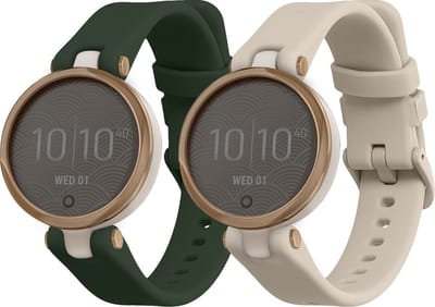 kwmobile 2x horlogebandjes geschikt voor Garmin Lily Sport bandje - Smartwatch bandjes van TPU - Activity tracker horloge band in donkergroen / beige