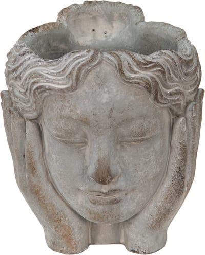 Bloempot voor Binnen – Grijs Handen – Rustieke Pot – 14x16x17 cm – Vrouwenmotief