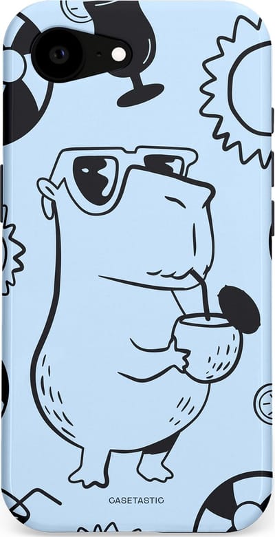 Casetastic Hoesje Geschikt voor Apple iPhone 16e Magsafe - Stijlvolle Beschermende Duo-layer Case - Capibara cocktail