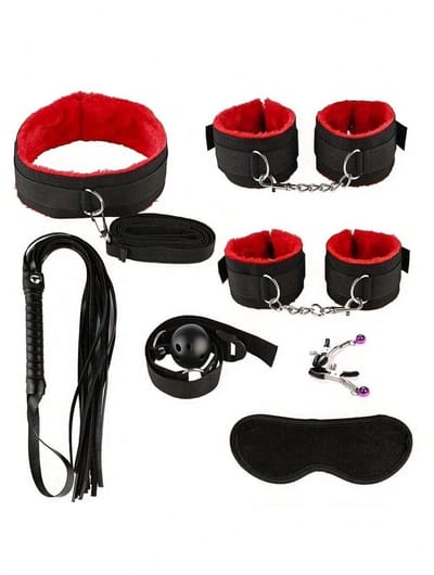 Oneay SM seksspeelgoedset (7 stuks), bondage set, pluche set met webbing, seksspeelgoed voor volwassenen, seksaccessoires, seksspelletjes.