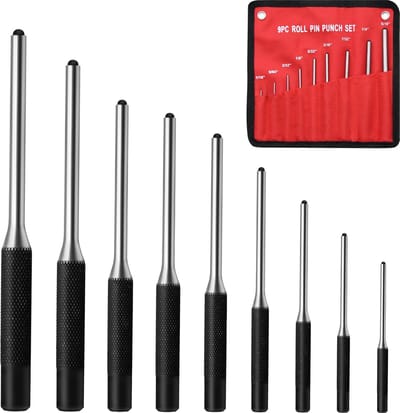 9-delige set - Lederen gereedschapsset Perforator - 1/16 tot 5/16 Inch Punch Set - Met opbergtas voor auto's, horlogereparatie, sieraden en ambachten - Perforator voor ponsen