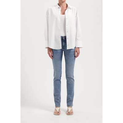 Mud Jeans Faye Low Slim Steel Blue Size: W26L32 | Slim Outlet | Dames | Blauw