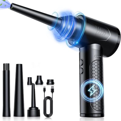 Cleanforce Air Duster met 6 Opzetstukken - 3 Windsnelheden - Oplaadbaar & Draadloos - Perslucht - Stofreiniger - Compressed air