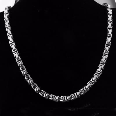 Koningsketting Heren Zilver Kleurig - Staal - 5mm - Enkele Schakel - Kettingen - Papa Cadeau Voor Mannen - Vaderdag