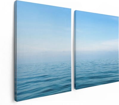 Artaza Canvas Schilderij Tweeluik Zee Met Een Blauw Hemel Achtergrond - 120x80 - Foto Op Canvas - Canvas Print
