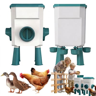 Feeder 12kg & Drinker 11L Voor Kippen - Pluimvee Automatische Waterbak - Voerbak - Drinkbak - Voorkomt Vervuiling - Vlotter Waterregeling - Voor Kippenhok & Boerderij & Achtertuin
