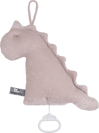 Baby's Only Gebreid baby Muziekdoosje - Muziekhanger dino Marble - Oud Roze/Classic Roze - Muziek speelgoed