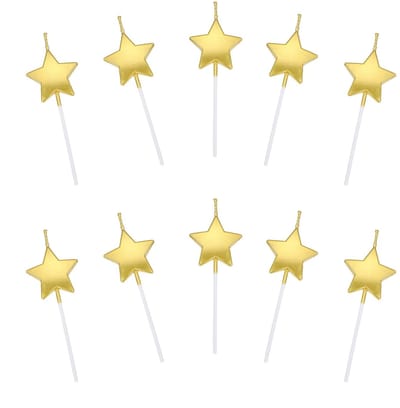Dailygoods- Verjaardagskaarsen Stervormig - Set van 10 - Veilig en Niet Giftig - 9 cm Hoog - Cake Decoratie - Perfect voor Feesten - Taartkaarsen