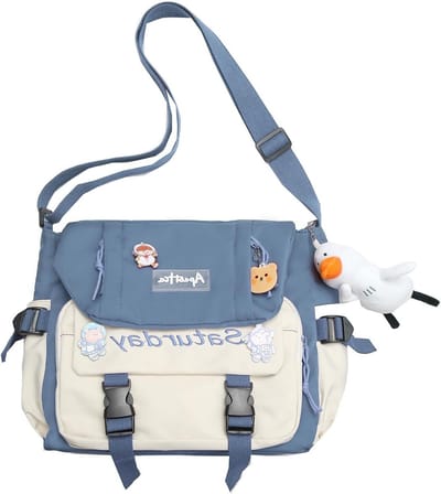 Kawaii Schoudertas voor Meisjes en Vrouwen, Schattige Messenger Bag met Pins en Hanger, Perfect Cadeau voor 2024