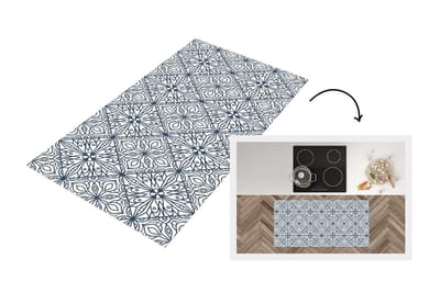 Keukenloper - Loper keuken - Patronen - Ruit - Zwart - Wit - 120x60 cm - Keukenloper vinyl
