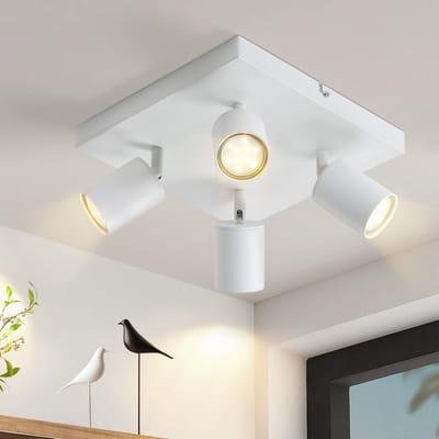 NETTLIFE Opbouwspot - plafondspot met 4 lichtpunten - spots - Wit Plafondlamp - L 25 cm - draaibar - kantelbaar - GU10 fitting - plafoniere - excl. GU10-excl. lichtbron
