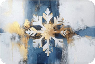 Badmat 90x60 cm - Antislip - Abstract - Winter - Sneeuwvlok - Sneeuw - Goud - Badmatten voor badkamer - Badkamermat - Douchemat - Badkamer mat