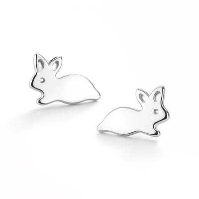 Zilver Oorbellen Konijn - Zilver Konijn Oorstekers - Silver Rabbit Earrings - Amona Jewelry