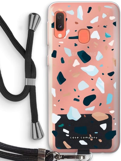 Case Company® - Hoesje met koord geschikt voor Samsung Galaxy A20e hoesje met Koord - Terrazzo N°13 - Telefoonhoesje met Zwart Koord - Bescherming aan alle Kanten en Over de Schermrand