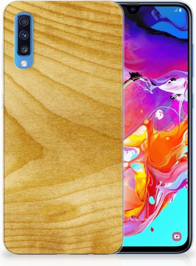 Samsung Galaxy A70 Bumper Hoesje Licht Hout