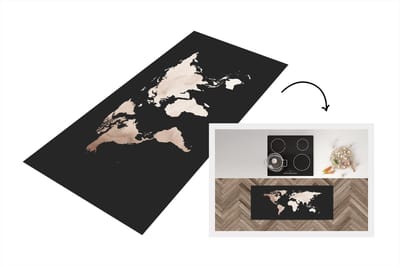 Keukenloper - Loper keuken - Wereldkaart - Wit - Design - 120x50 cm - Keukenloper vinyl