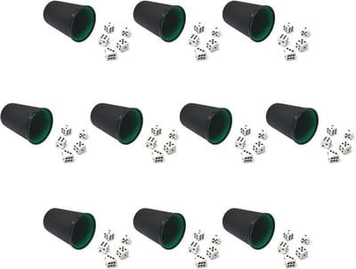 Dobbelstenen Bekers - Spel Accessoires - Spelplezier Vergroten - Zachte Viltvoering - 10 Stuks - Zwart
