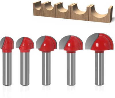Allecto - Kogelkopfrees - Frees voor Hout - Massieve Stalen Behuizing - 8 mm Zwaluwstaart - Hittebestendig - Geschikt voor Houtbewerking - 5 Stuks
