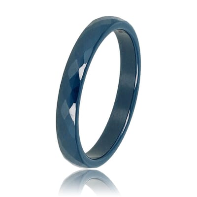 My Bendel - Keramieken Ring Facet Geslepen Donker Blauw 3mm - Keramieken Ring • Facet Geslepen • 3 Mm • Donkerblauw - met Luxe Cadeauverpakking | Sieraden Voor Dames | Maat 16.00 Mm / Maat 50