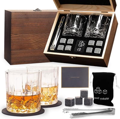 Elegante Whiskey Glazen Cadeauset - Perfecte Verjaardagscadeaus voor Mannen, Whisky Glazen voor Vaderdag, Kerst en Jubileum Geschenken
