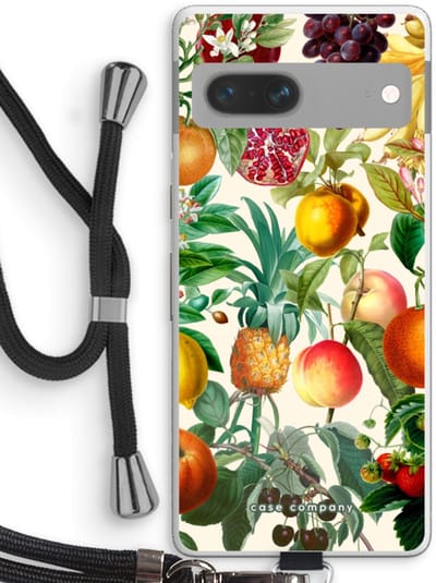 Case Company® - Hoesje met koord geschikt voor Google Pixel 7 hoesje met Koord - Classic Flora - Telefoonhoesje met Zwart Koord - Bescherming aan alle Kanten en Over de Schermrand