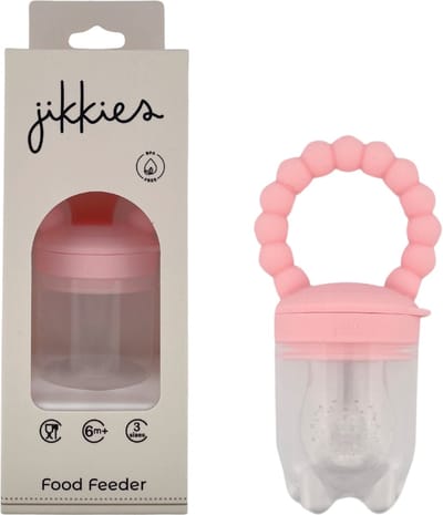 Jikkies Fruitspeen Baby – Siliconen Fruitfeeder voor Doorkomende Tandjes - Inclusief 3 Speenmaten - Bijtring - 100% Siliconen - BPA-vrij - Roze