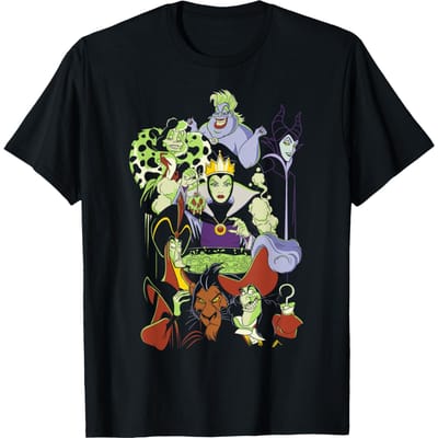 Hitte Mode Disney Schurken Ketel Groepsfoto T-shirt S-4XL Vier Seizoenen Cadeau S