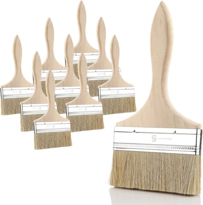 Set van 9 platte kwasten van 120 mm voor schilderen, beitsen en lakken - ideaal voor doe-het-zelf projecten en houtbewerking