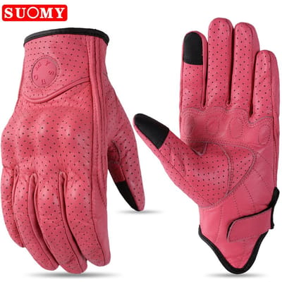 Gants en cuir anti-chute pour moto Construction durable de haute qualité Design élégant Fonction pratique Utilisation quotidienne pratique S pink