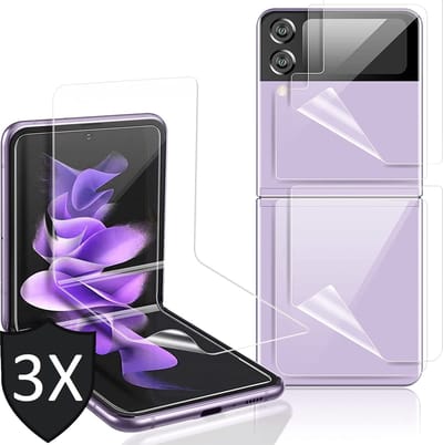 Screenprotector geschikt voor Samsung Galaxy Z Flip 3 - PET Screen Protector - 3 Stuks