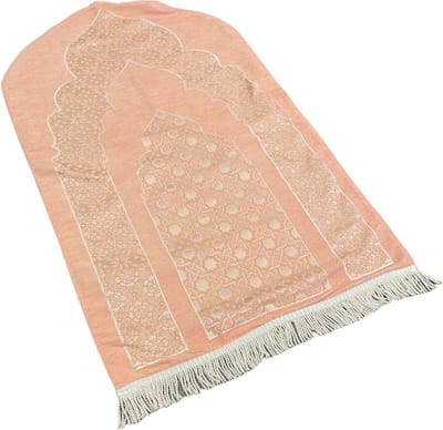 Luxe Gebedskleed Chenille met motief Zalm kleur
