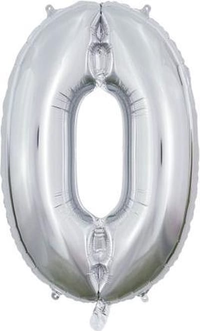 Wefiesta Cijferballon 0 Folie 66 Cm Zilver