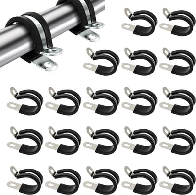 20x RVS Kabelklemmen met Rubber Binnenwerk 20mm - Geïsoleerde P-Clip voor Slangen en Buisbevestiging