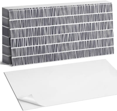 Coloray Plaktegels - Dynamisch lijnpatroon Zelfklevende Wandtegels - 40 cm x 20 cm - Zwart Plaktegels - 10 stuks - Rechthoek PVC Tegels - Plaktegels Badkamer - Vloertegels Zelfklevend - Vinyl Tegels Zelfklevend - Portugese Tegels