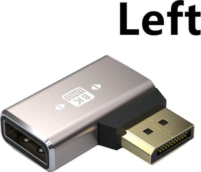 NÖRDIC Displayport Haakse Adapter - Male naar Female - 8K60Hz -Geschikt voor PC, Laptop & Dockingstation