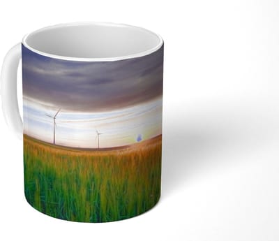 Mok - Koffiemok - Windmolen - Zon - Gras - Mokken - 350 ML - Beker - Koffiemokken - Theemok
